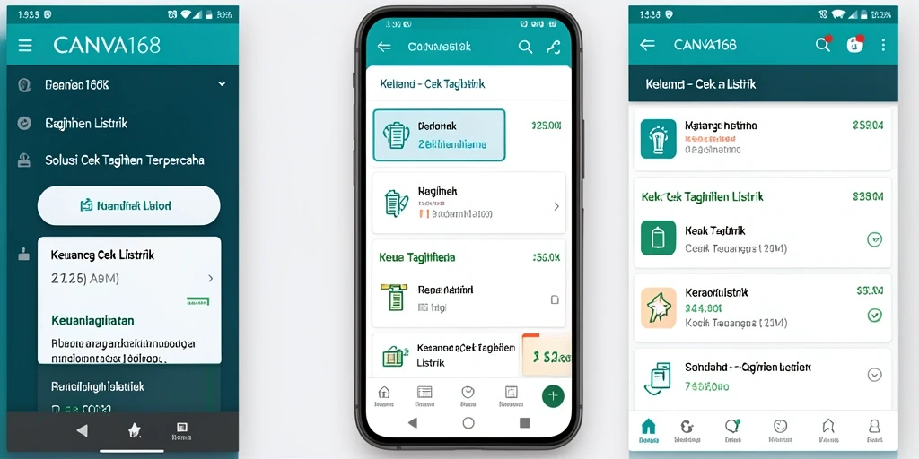 Tampilan antarmuka aplikasi Cek Tagihan Listrik CANVA168