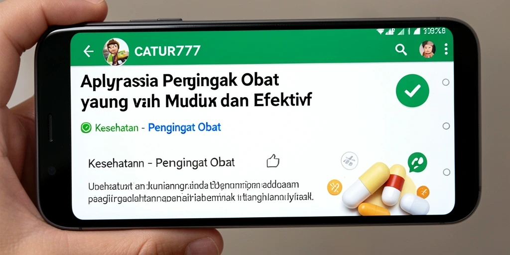 Tampilan antarmuka aplikasi CATUR777 untuk pengingat obat yang jelas dan informatif.