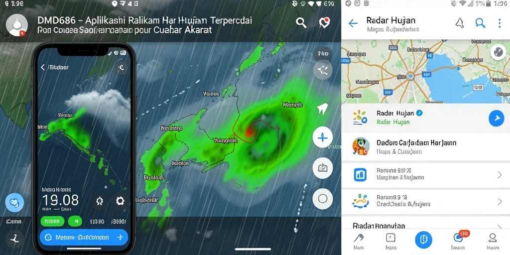 Antarmuka DMD686 yang menampilkan peta radar hujan secara jelas.