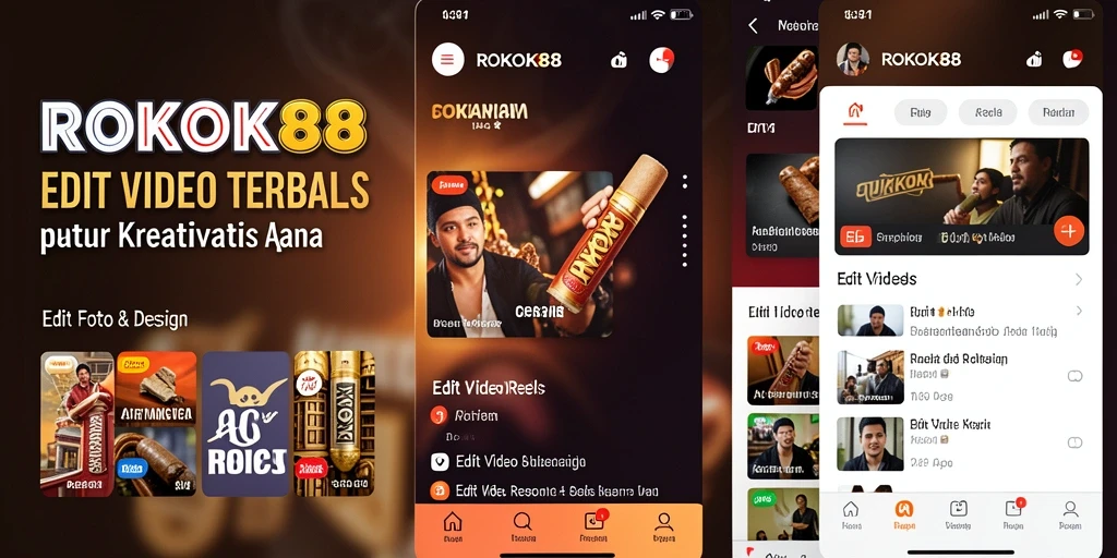 Tampilan antarmuka aplikasi ROKOK88 untuk Edit Video Reels yang mudah digunakan.