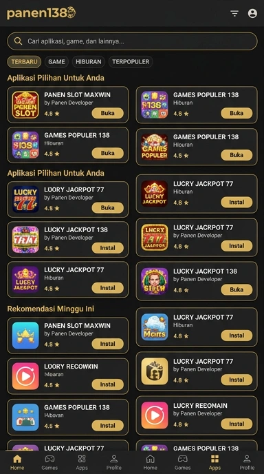 Tampilan katalog aplikasi panen138
