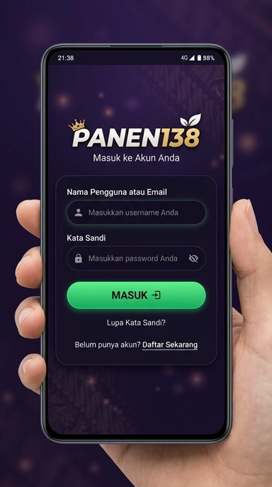Tampilan halaman login panen138